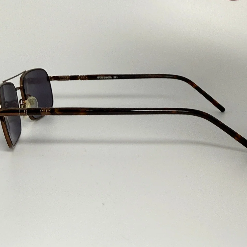 Stetson 281 Zyloware Sunglasses‎ Brown Metal Rectangle Frame 57-17-135 22083